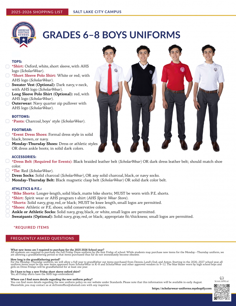 20252026 UNIFORM SHOPPING LISTS American Heritage School Salt Lake 20252026 UNIFORM SHOPPING LISTS American Heritage School Salt Lake